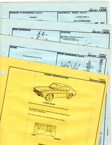 1970 1971 mercury capri body parts list frame original rare crash sheets mf