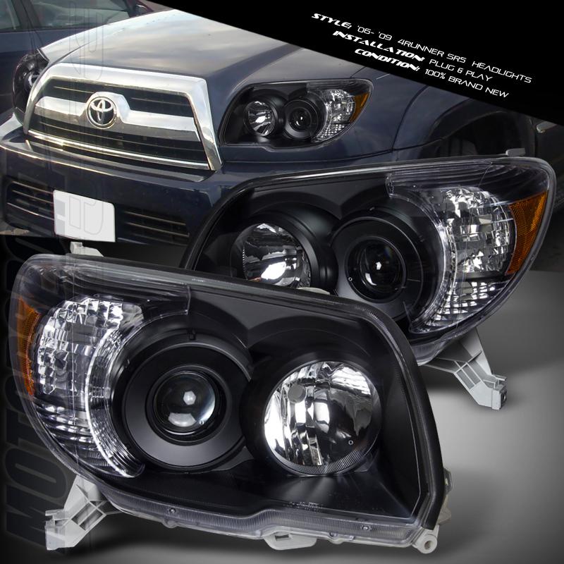 2006-2009 toyota 4runner limited black clear len projector head lights lamps jdm