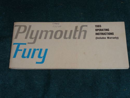 1965 plymouth fury owner&#039;s manual / nice original guide book!!