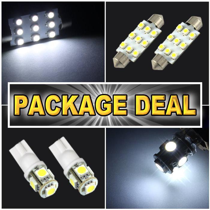 6x white led lights for map t10 + dome 1.72" + license plate package deal #9