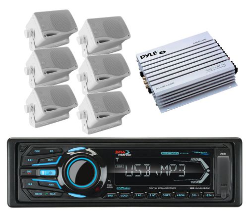 Mr1308uabk marine ipod usb bluetooth radio,amplifier,4 white box 3.5&#034;  speakers