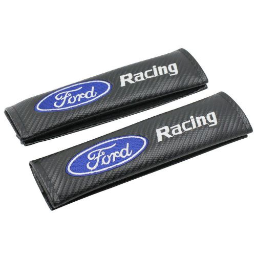 Carbon fiber racing sports style car seat belt cover shoulder pads for ford 1...