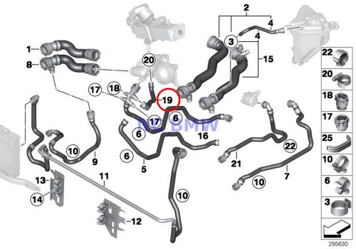 Bmw genuine engine cooling system coolant hose f02n f15 f25