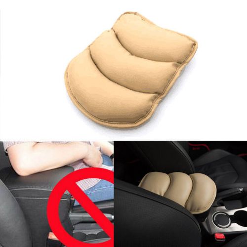 1x beige car armrest arm rest center console cushion pad cover box top mat line