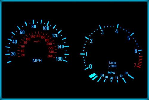 G121 bmw e36 91-99 uk 160mph black/blue el plasma glow gauges cluster dials