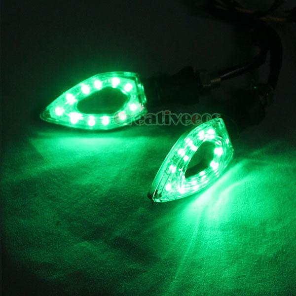 2x green motorcycle scooter turn signals led turn signal indicators lights lamp