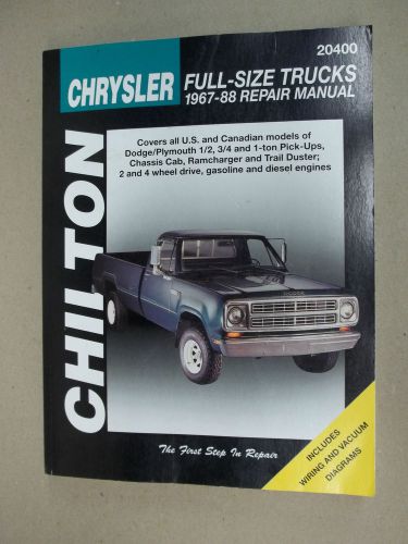 Chilton book chrysler 1967 - 1988  full-size truck repair manual