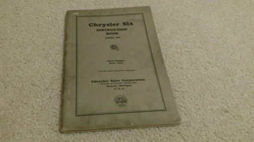 1933 chrysler six instruction book code co, royal &amp; imperial eight third edition