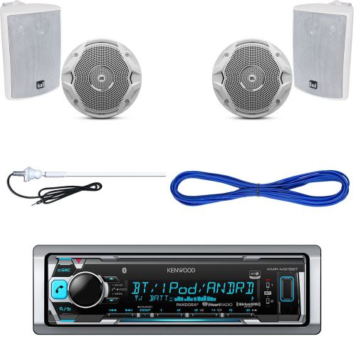 Kenwood marine bluetooth usb radio, 6.5&#034;/4&#034; speaker set, speaker wires, antenna