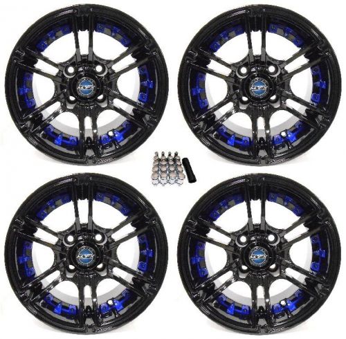 Madjax 14&#034; mirage black/blue golf cart wheels/rims ez-go &amp; club car