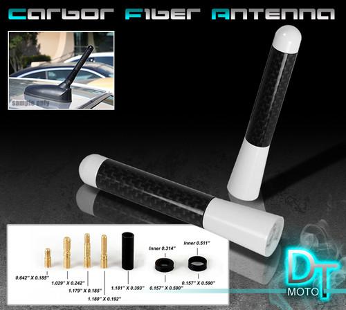 White 3" inch real carbon fiber antenna stubby billet aluminum for car & truck