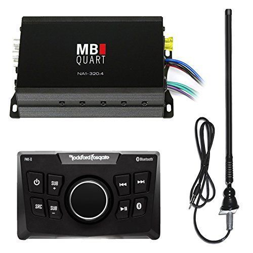 Rockford fosgate pmx-0 bluetooth marine receiver, 320w amplifier, radio antenna