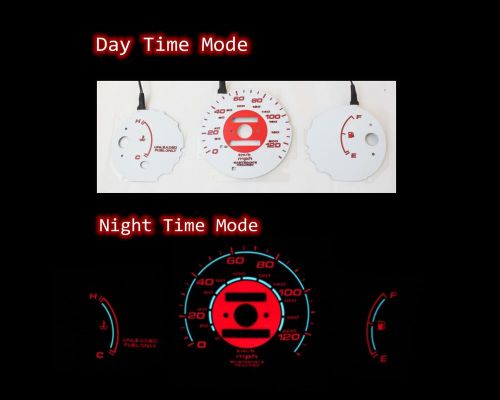 96-00 honda civic mt w/o tach red indiglo glow white gauges