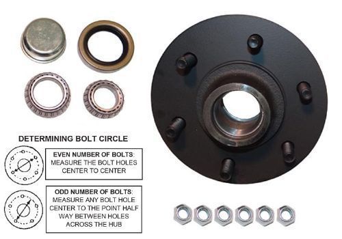 Trailer hub assembly 6 on 5-1/2&#034; complete 1&#034; 655x