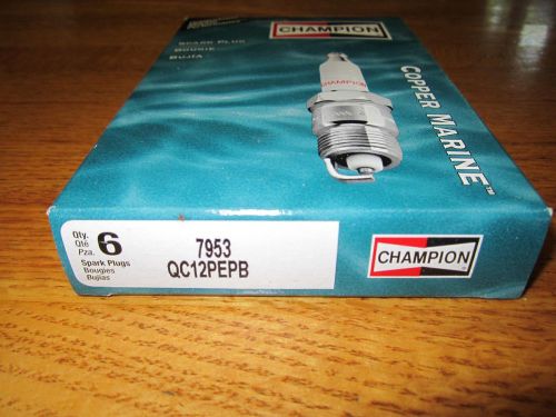 Lot 6 champion nos marine boat engine spark plugs stock no. 7953 qc12pepb new