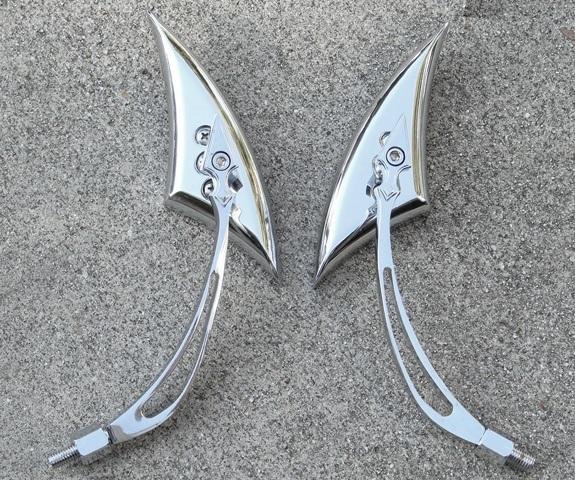 Chrome spear side rear view mirrors for harley chopper custom bobber 8mm & 10mm