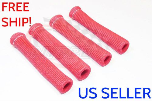 Nyppd 4x red 1 hose heat shield spark plug wire boot protector sleeve insulator