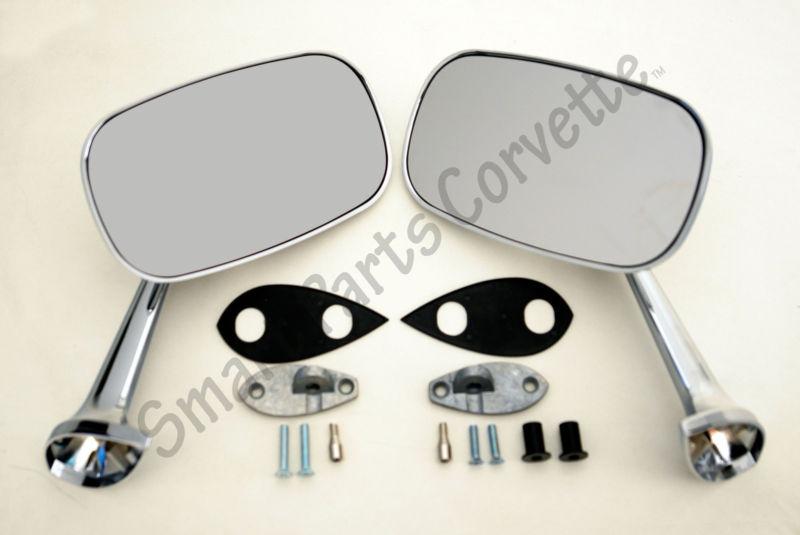 1975-1977 corvette large head outside mirror set w/mounting kits!