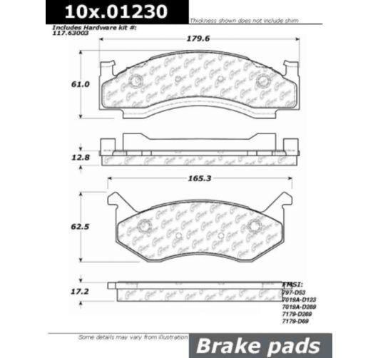 Centric brake pad set 2-wheel front new ram van truck fury dodge 102.01230