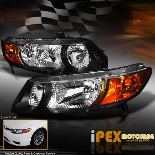 Easy install**black** 2006-2011 honda civic coupe 2dr ex/lx/dx/si headlights