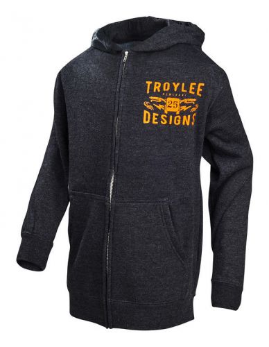 Troy lee designs winning 2016 youth boys zip up hoody heather charcoal gray