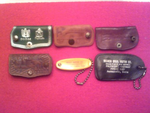 6 vintage original dodge plymouth texas leather key cases one possibly celluloid