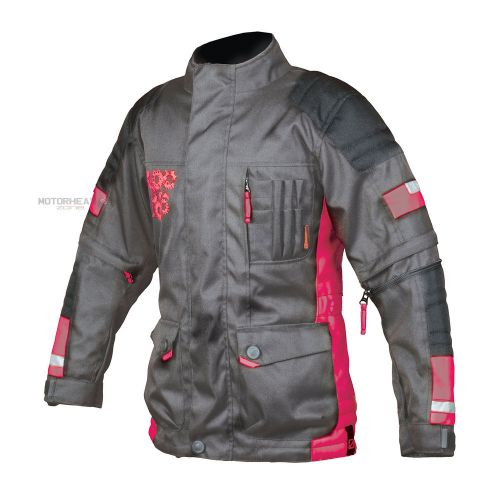 Booster motorcycle candid-y jacket youth kids grey  fuchsia xlarge waterproof