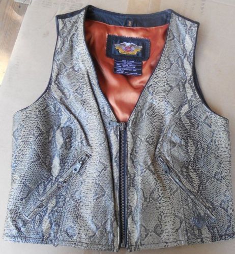 Harley davidson women&#039;s leather vest, snake pattern, size sw