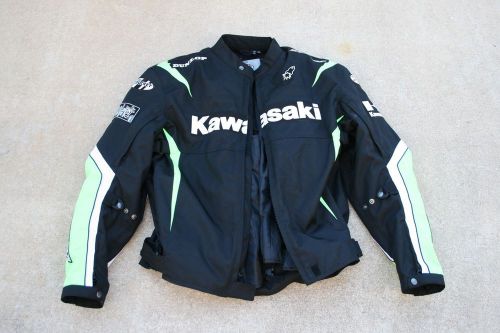 Kawasaki, joe rocket, dunlop, motorcycle jacket, size 2xl, green &amp; black