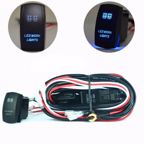 40a wiring harness blue led work light bar laser rocker switch relay on off atv