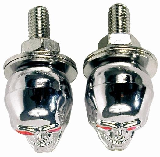 2 skull style license plate chrome fasteners-fit gm ford plymouth harley 4525301