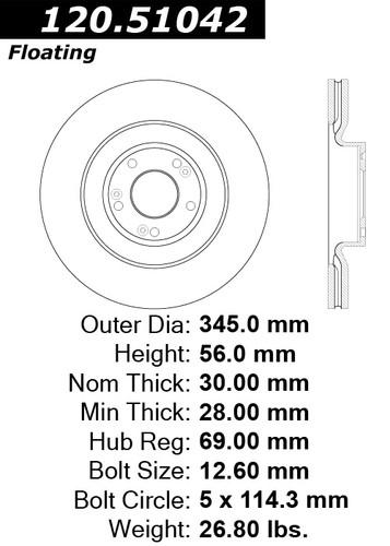 Centric 120.51042 front brake rotor/disc-premium rotor-preferred