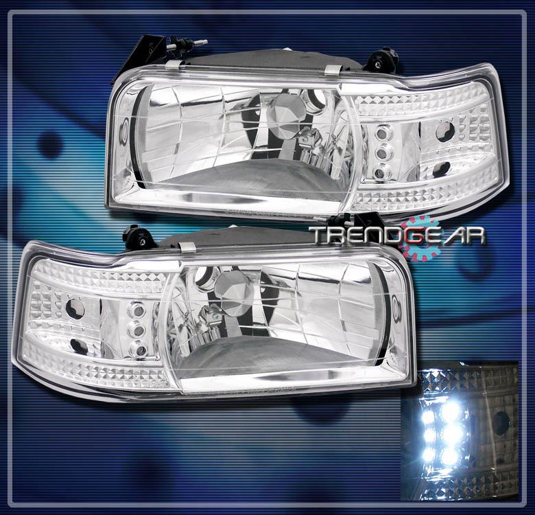 92-96 ford f150 f250 f350 bronco led crystal head lights corner signal 93 94 95