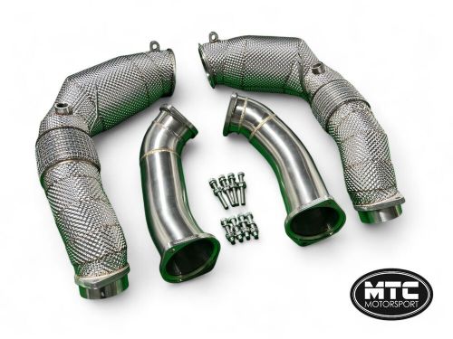 Bmw f90 m5 downpipes with 200 cell hi-flow sports cats &amp; heat shield 2021- lci