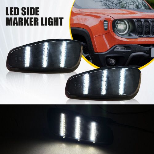 2pcs smoked led white side marker lights fender lamps for 2015-23 jeep renegade