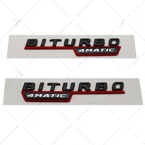 Gloss black &amp; red biturbo 4matic letters fender badge emblems for amg