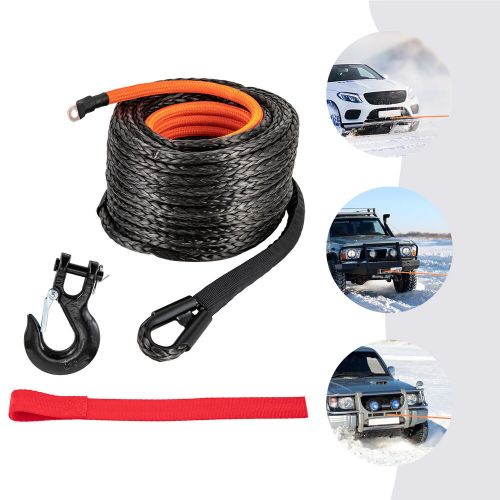 3/8in x 92ft synthetic winch rope line 25500lbs car tow recovery cable truck suv