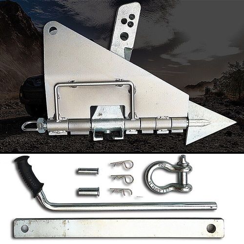 Electric winch ground anchor for off-road vehicles folding outdoor rescue tool\\