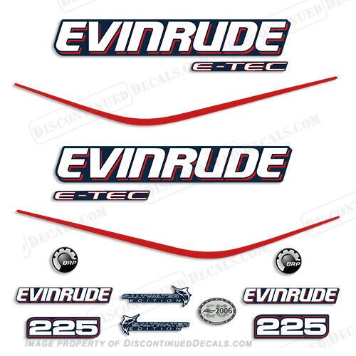 Fits evinrude 225hp e-tec decal kit - blue cowl