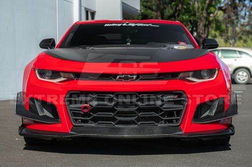 For 17-up camaro zl1 1le carbon fiber front air duct bezels &amp; canard dive planes