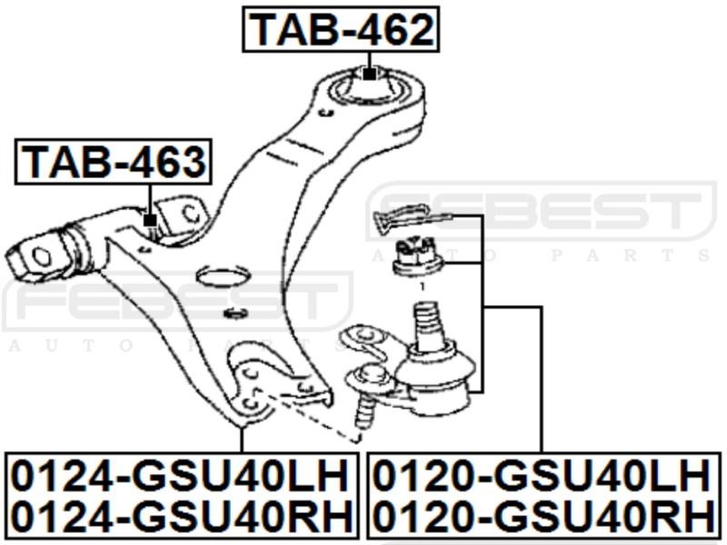 Toyota highlander gsu45/gvu48 4wd 2007- left front control arm oem 48069-48041