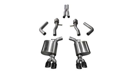 Corsa 15-17 dodge challenger hellcat dual rear exit sport exhaust w/ 3.5in black