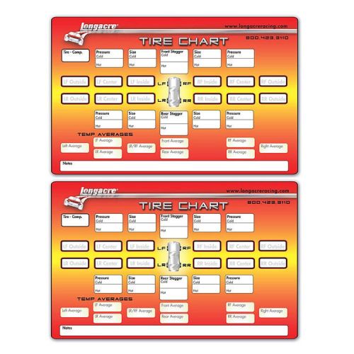 Longacre race car set-up chassis set up/tire sheet pad racing chart  52-22528