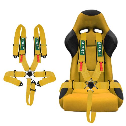 5 point racing harness camlock quick release safety seat belt yellow car utv atv