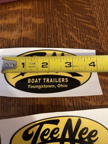 Tee nee vintage boat trailer youngstown oh decals pack of 3 black and yellow