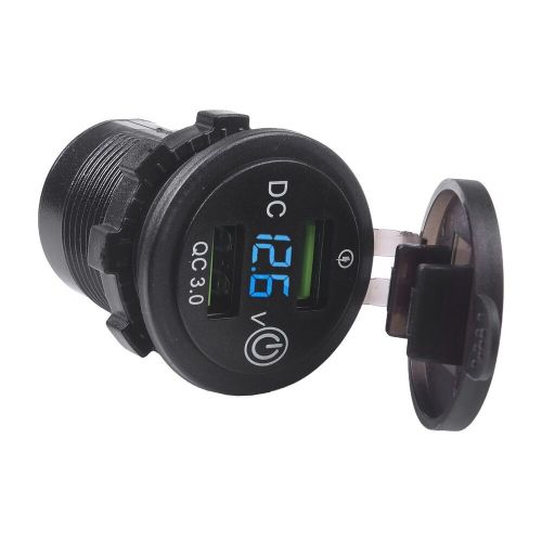 Dual 12v car charger usb socket with switch voltmeter led motorcycle charger