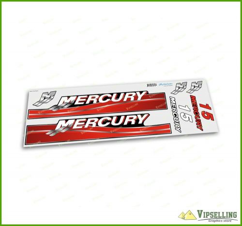 Mercury marine 15 hp outboard motor red laminated decals stickers kit set boat