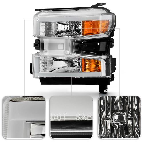 2019-2021 chevy silverado 1500 halogen led tube switchback chrome headlights set