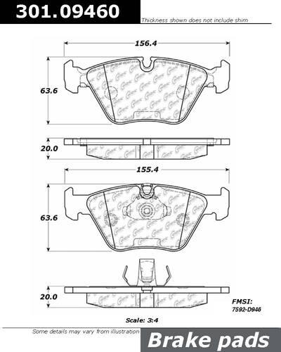 Centric 301.09460 brake pad or shoe, front-centric premium ceramic pads w/shims