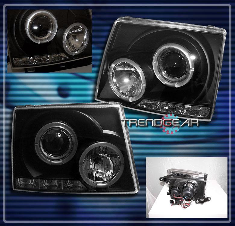 97-00 toyota tacoma dual halo led projector headlight jdm black 98 99 dlx sr5 v6